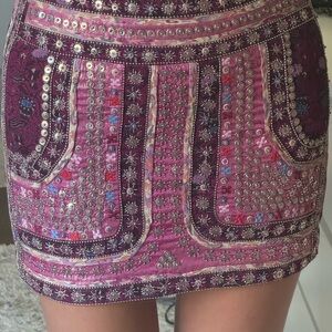 Embellished Pink and Purple Skirt